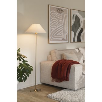 Duży abażur do lampy stojącej boucle biały 45cm w salonie